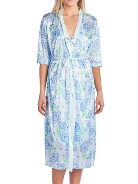 Casual Nights Women's Full Length Open Front Duster Satin Robe Sz L/XL
